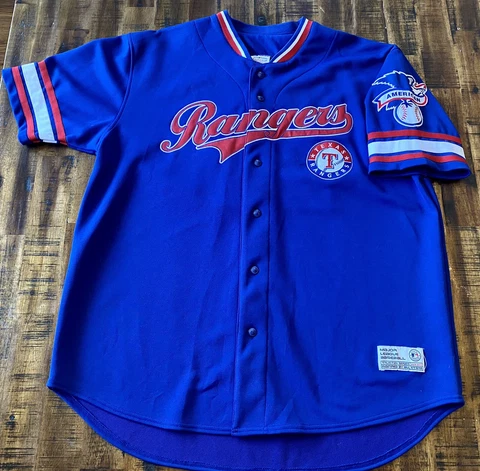 Teixeira 23 True Fan MLB Texas Rangers Sewn/Embroidered Button Down Jersey XL Cover