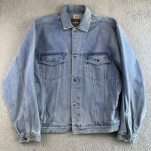 Bugle Boy Jean Jacket Men's Medium Blue Denim Button Front Collared Pockets - Picture 1 of 23