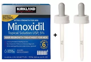Kirkland Minoxidil 5% Hair Regrowth Solution Extra Strength 6 Month + 2 Droppers - Picture 1 of 4