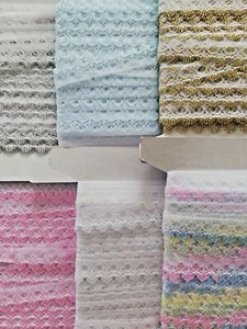Eyelet Knitting In Lace 6 Shades Narrow 18mm Single Edge Length - Picture 1 of 7