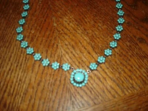 Vintage 925 Sterling Necklace Bracelet Set Turquoise Blue Stones 65 Grams Total - Picture 1 of 8