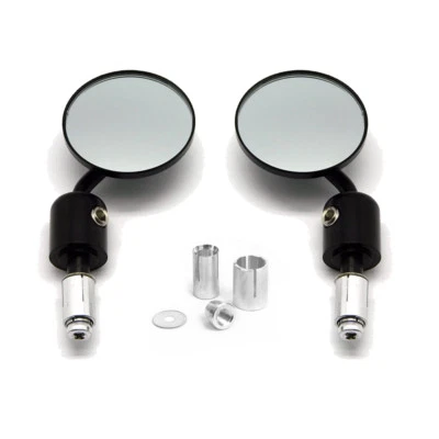 Espejos retrovisores redondos para manillar de motocicleta 7/8" para Café Racer Bobber Cruiser negros Foto 1 de 4