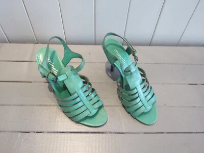 MINELLI, SANDALES A TALONS CUIR VERT P 37 - Photo 1/4