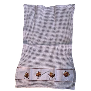 Turkey Thanksgiving Waffle Weave Brown Tea T-Towel Fall Autumn Harvest 21x12 - Picture 1 of 12