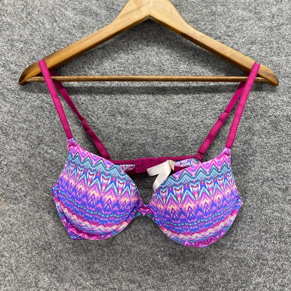 Sujetador Bralette Victoria's Secret Mujer 34C Púrpura Rayas Con Aros Opaco PushUp Foto 1 de 4