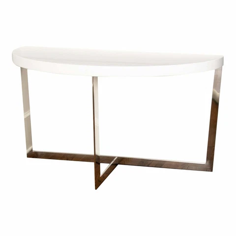 Chic Chrome And Acrylic Demilune Console Table Cover