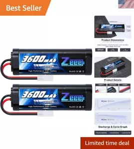 Dual 3600mAh NiMH Batteries for RC Cars & Trucks - High Power Tamiya Plug Design - Picture 1 of 12