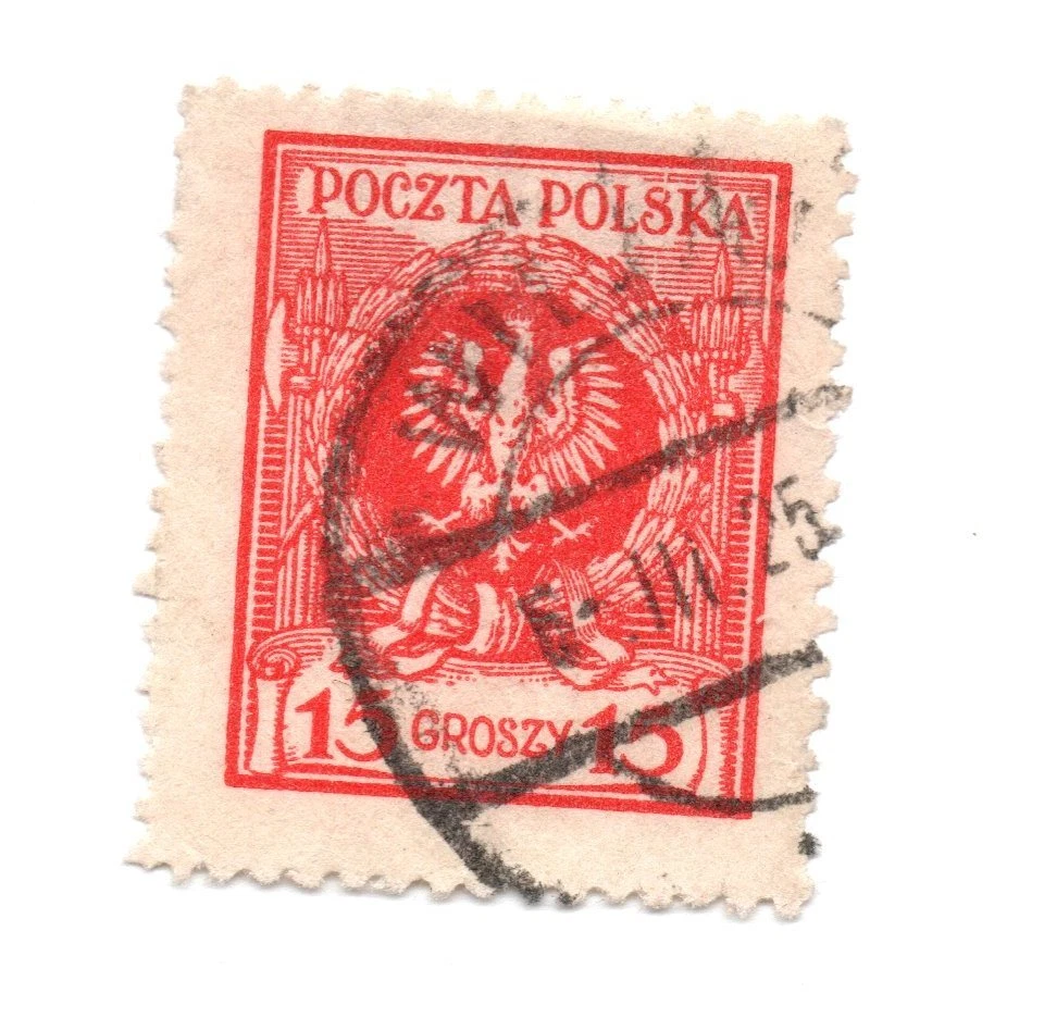 POLONIA, 1924 Eagle in Laurel Wirnalda MC: 206 15Gr Sello Ligeramente Bisagras Foto 1 de 1