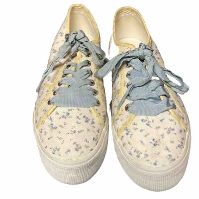 LoveShackFancy Superga Platform Sneakers EU 41 USA 9.5 Low Top Yellow Blue Shoes - Image 1 of 4