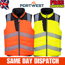 PORTWEST PW3 Hi Vis Reversible Bodywarmer Quilted Padded Winter Safety PW374