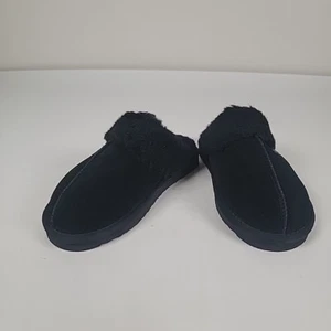 Bearpaw Loketta Genuine Sheepskin  Fur Lined  Slipper Black Women Size 7 New  - Picture 1 of 9