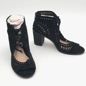 Vince Camuto Lace Up Heels 10M TARITA Leather Geometric Cutout Gladiator Sandals - Picture 1 of 16