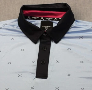Camisa polo Kenneth Cole Golf para hombre azul estampado de palos de golf SS NUEVA CON ETIQUETAS M $69 - Imagen 1 de 3