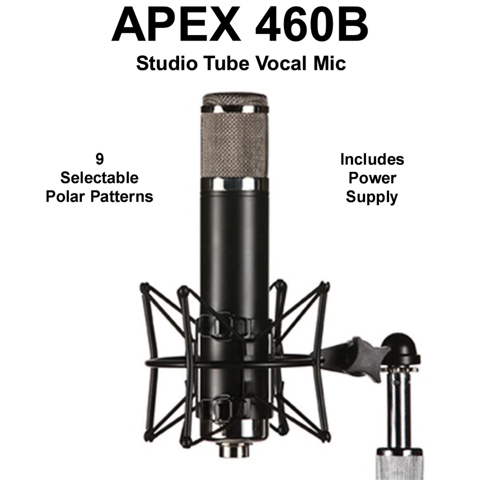 APEX 460B Wide Diaphragm Tube Studio Vocal Mic 9 Polar Settings - Image 1 of 4