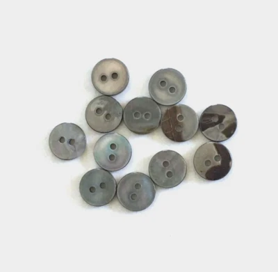 24 Buttons Dark Gray Iridescent Natural Real Shell 2-Hole Sew Sewing 10 mm #SH29 - Image 1 of 4
