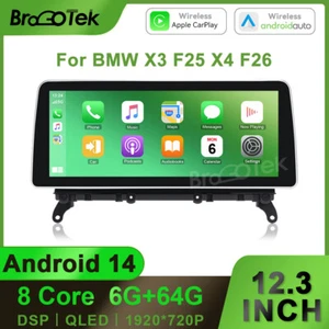 12.3'' Carplay Screen for BMW X4 F26 F25 64GB Android 14 Car Audio GPS Navi 4G - Picture 1 of 18