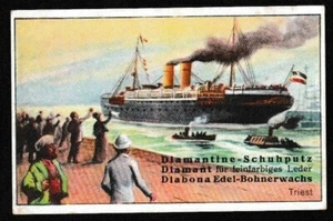 Österreich 20er Jahre Sammelkarte zeigt ein Dampfschiff, das den Hafen von Triest verlässt - Bild 1 von 2