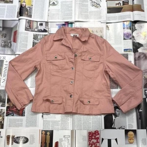 Real Comfort Chadwick's baby pink cargo style button-up denim jacket size S/M - Picture 1 of 5
