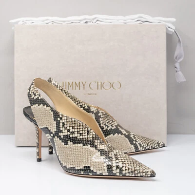 Tacones de cuero con estampado de serpiente Jimmy Choo Saise 85, talla 38 EU (8 US) Foto 1 de 4