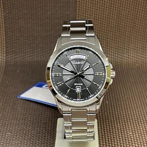 Casio MTP-1381D-1A Day Date Black Analog Stainless Steel Men Dress Casual Watch - Picture 1 of 11