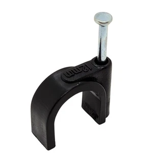 100x Nail clamp 12mm for cable black Cable clamp with nail Cable clamp - Picture 1 of 5