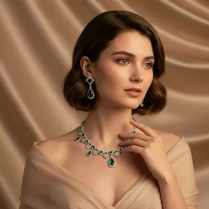 Swarovski Zirkonia Braut Halskette und Ohrringe Set - Bild 1 von 6