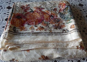 Table Cloth Fall Season Turkey Pumpkins Thanksgiving Banquet Decor L 114” x 59” - Picture 1 of 6
