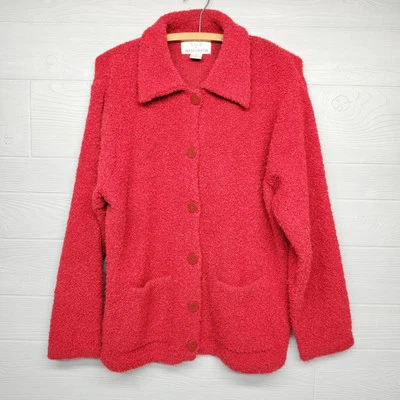 Cárdigan suéter Knitsworks By Marisa Christina rojo mezcla lana para mujer talla grande Foto 1 de 4