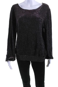 Milly Womens Long Sleeves Pullover Sweater Black Pink Metallic Size Large - Picture 1 of 6
