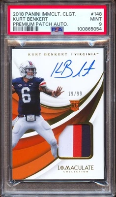 2018 Immaculate Collegiate Kurt Benkert RPA RC Rookie Patch Auto #/99 PSA 9 - Image 1 of 2