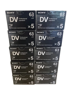 (Lote 50) Sony DV Professional Standard 63min LP:94 Mini DV (10 paquetes de 5) Foto 1 de 2