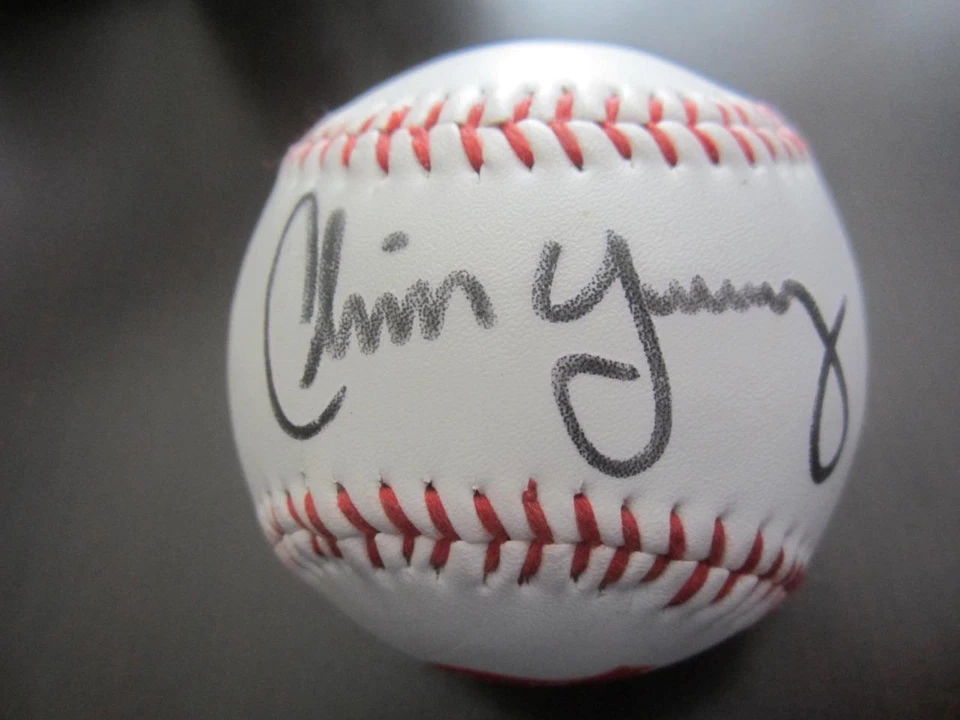 AUTOGRAFIADO CHRIS YOUNG SLOMIN'S PROMO BÉISBOL PUNTO DULCE TEXAS RANGERS BRAVES Foto 1 de 1