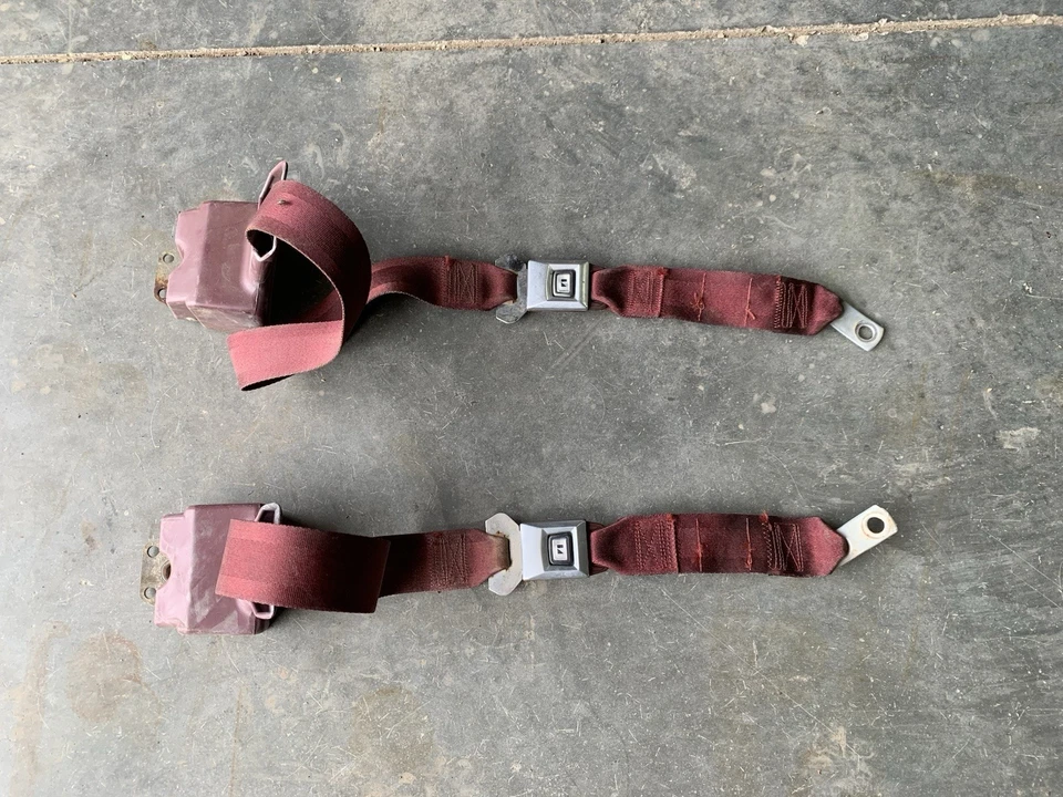 AMC Eagle Rear Seatbelts Maroon 1980-88 Coupe, Sedan, Wagon - Image 1 of 4