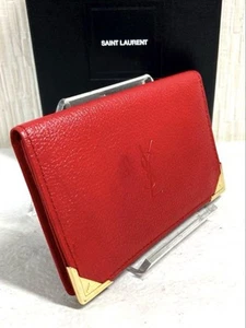 Yves Saint Laurent Cassandra Leder Kartenetui Visitenkartenetui Rot - Bild 1 von 12