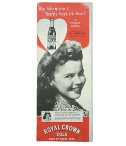1945 vintage Royal crown cola, Shirley Temple print ad.  RC tastes best.  - Picture 1 of 1