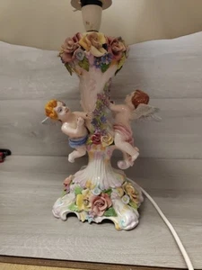Vintage Capodimonte Italy Porcelain Table Lamp Cherubs Read Description - Picture 1 of 24