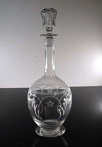 ART DECO GRAND CARAFE A VIN EAU CRISTAL GRAVE DEGAGE D'ACIDE AIGUILLE MEISENTHAL - Imagen 1 de 16