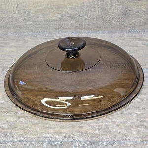 Tapa de vidrio Pyrex Corning Visions Ware marrón ámbar solo repuesto redonda 10 1/2" - Imagen 1 de 6