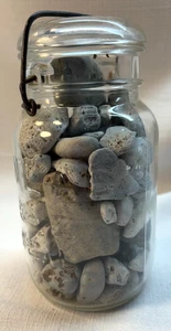 Vintage ATLAS Quart Canning Jar of BEACH Stones-Mutli Media Artist Supply-1 - Picture 1 of 3