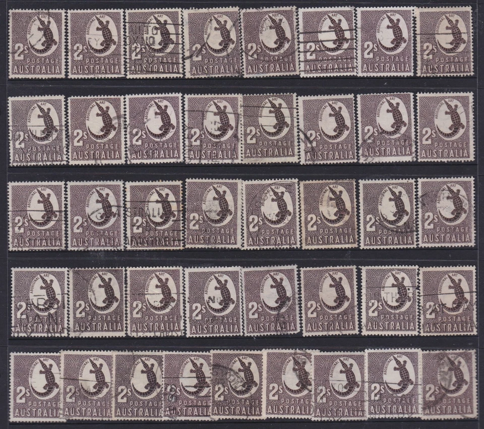 Australia 2/- Shilling Crocodile Aboriginal Art Used Lot (50) - Image 1 of 1