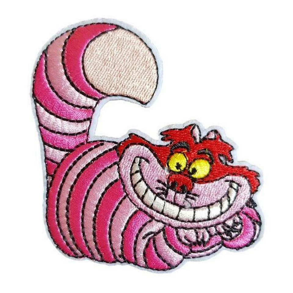 Cheshire Cat Smiling Alice in Wonderland Character Embroidered Iron On Patch - Image 1 of 1