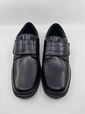 Zapatos cómodos de cuero negro Hush Puppies Peri Hopper para hombre talla 13 gancho lazo Foto 1 de 4