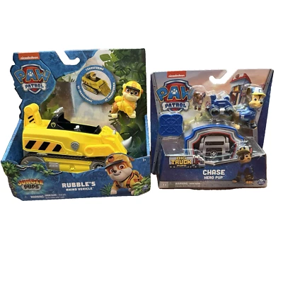 Paw Patrol Rubble's Rhino Vehicle & Chase Hero Pup con figuras - Lote de 2 NUEVO Foto 1 de 4
