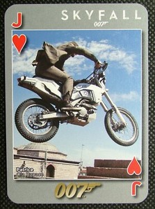 1 x Playing card James Bond 007 Skyfall Ola Rapace jumping on motorbike JH