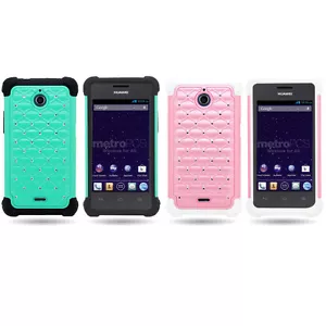 For Huawei Ascend Plus H881C / Valiant Y301 Diamond Hybrid Hard +Soft Cover Case - Zdjęcie 1 z 5