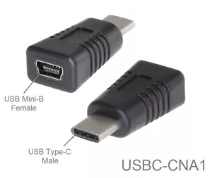 USB Type-C Male to USB Mini-B 5-Pin Female USB 2.0 Adapter, USBC-CNA1 - Picture 1 of 1