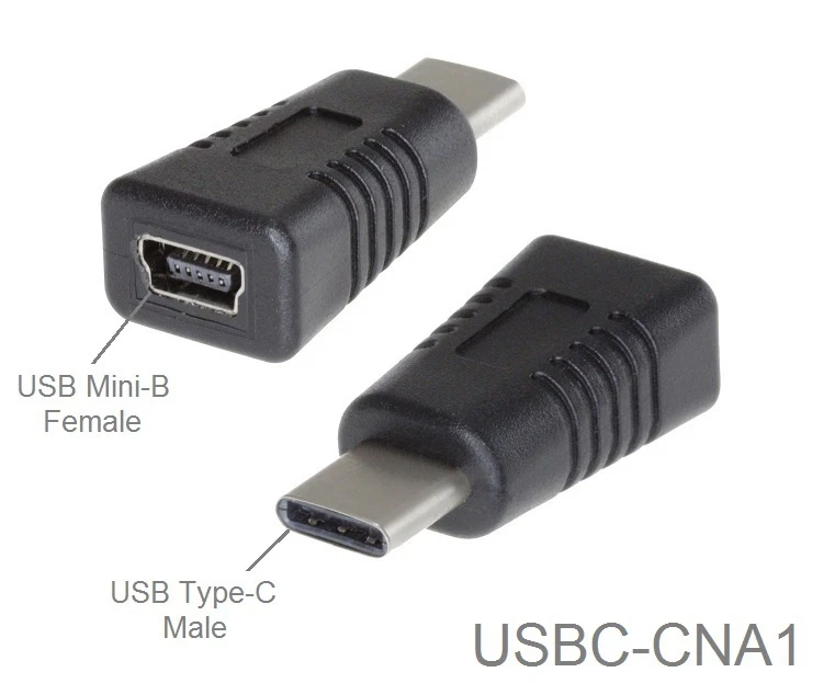 USB Type-C Male to USB Mini-B 5-Pin Female USB 2.0 Adapter, USBC-CNA1 - Image 1 of 1