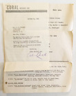 Coral Records, Inc. 48 West 57th St. NY, 1955 Letterhead Signed Barbara Cordiel