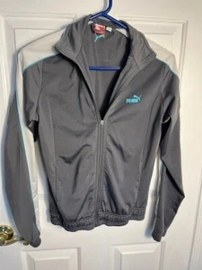 Puma warm up / basic jacket with gray, white, aqua colors, youth size small - Picture 1 of 3