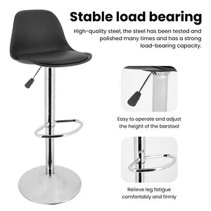 Set of 2 Bar Stools Swivel Adjustable Bar Chair Modern PU Leather Pub Bar/Chairs - Picture 1 of 21